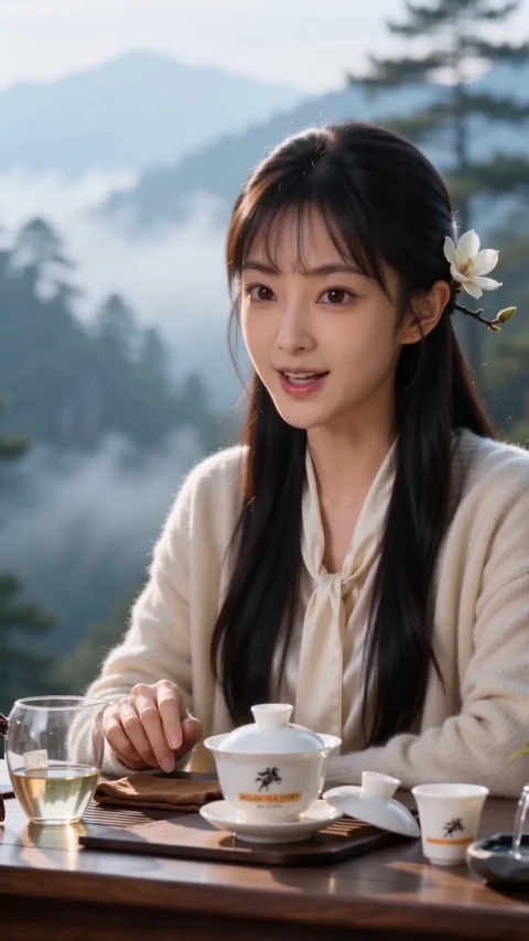 Tea terraces in the spring hills, a pre-Qingming picking morning
